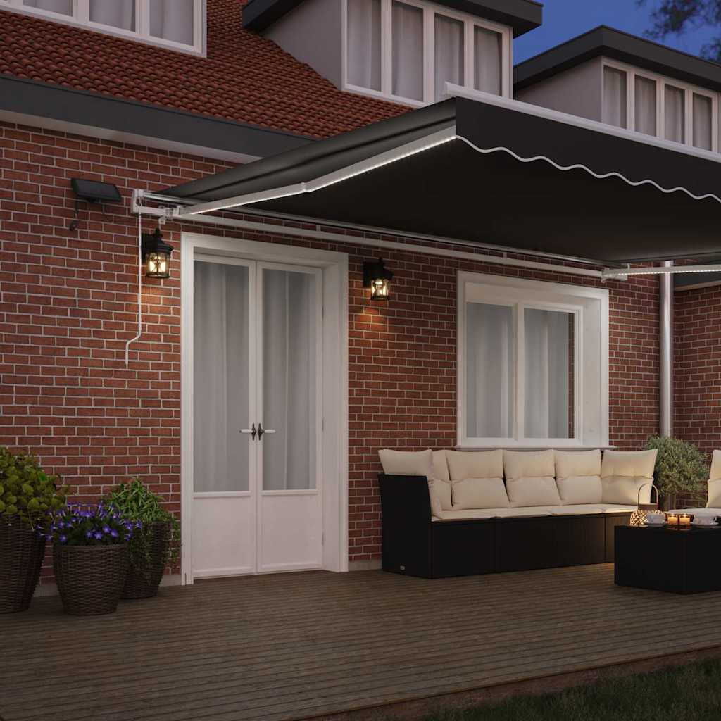 Awning Frame with LED Strip Lights White 400 x 300 cm Aluminium