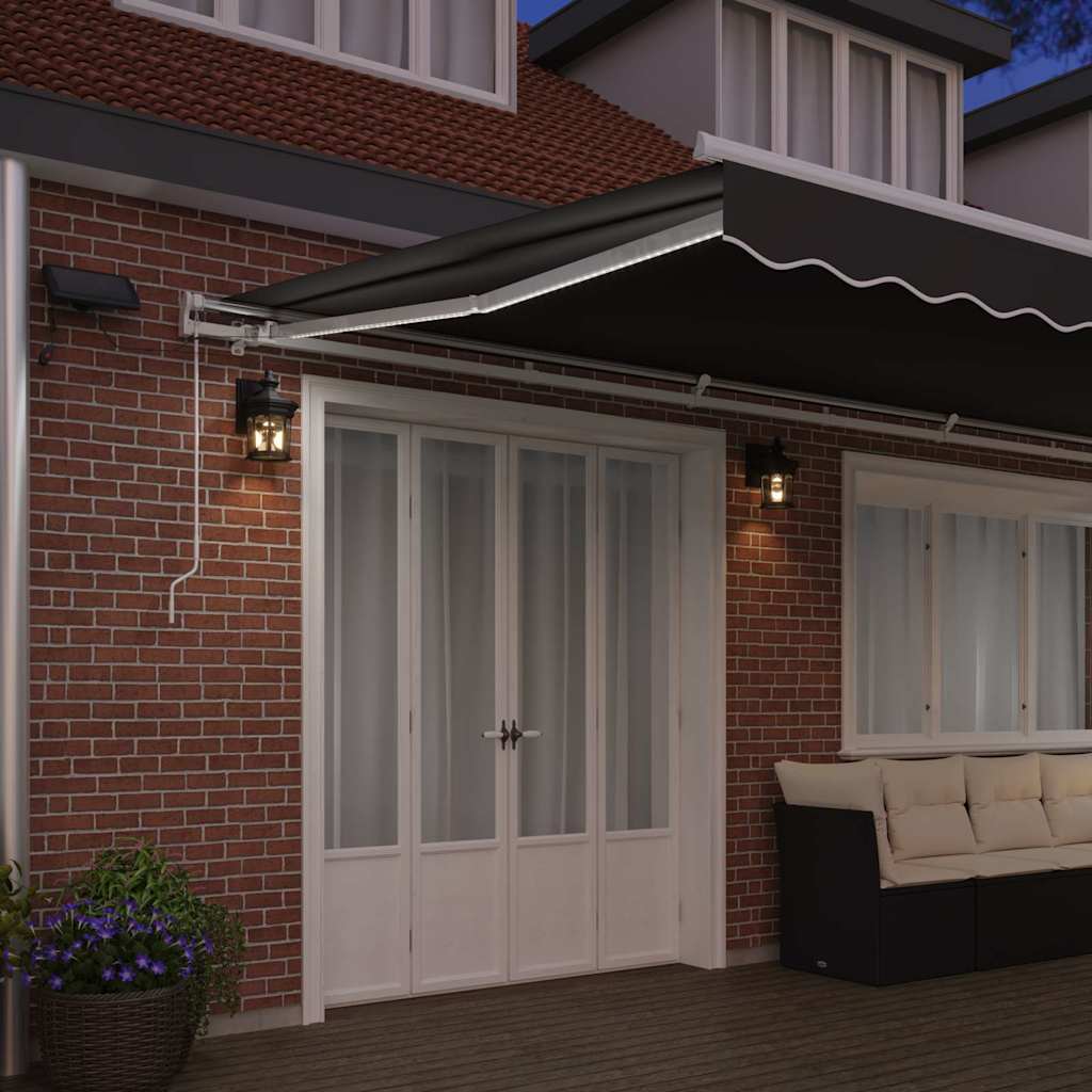 Awning Frame with LED Strip Lights White 600 x 300 cm Aluminium