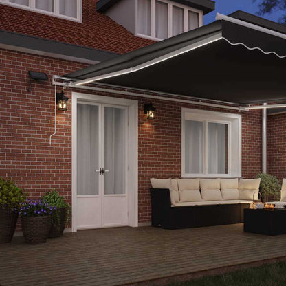 Awning Frame with LED Strip Lights White 500 x 350 cm Aluminium