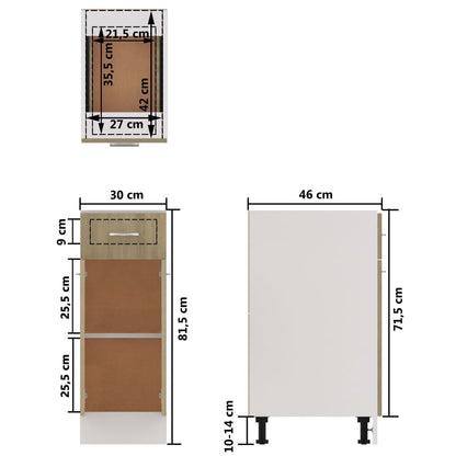 Drawer Bottom Cabinet Lyon Sonoma Oak 30x46x81.5 cm Engineered Wood