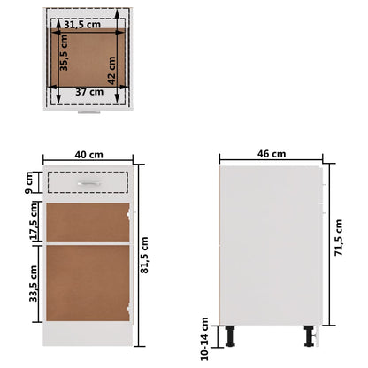 Drawer Bottom Cabinet Lyon White 40x46x81.5 cm Engineered Wood