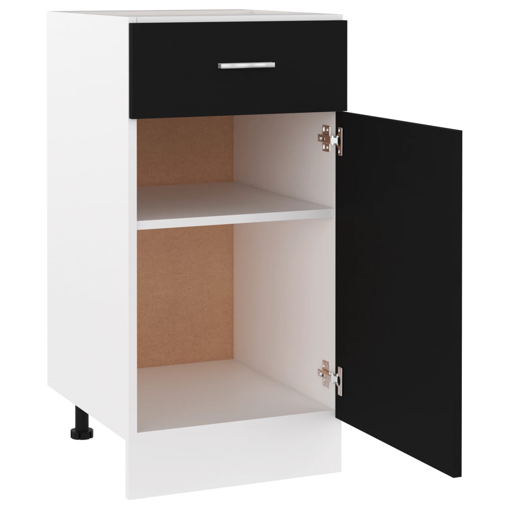Drawer Bottom Cabinet | Black | Engineered Wood | Medium