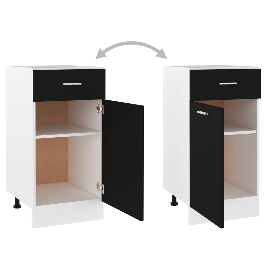 Drawer Bottom Cabinet | Black | Engineered Wood | Medium