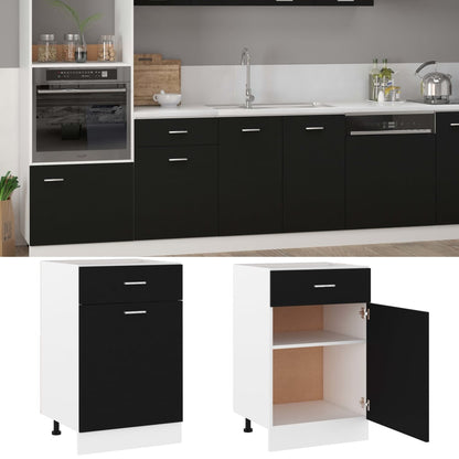 Drawer Bottom Cabinet | Black | Engineered wood | 50 x 46 x 81.5 cm