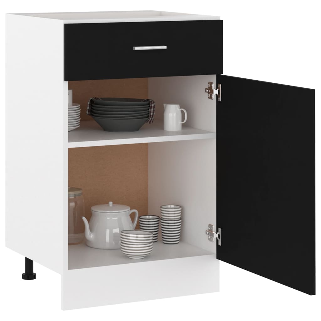 Drawer Bottom Cabinet | Black | Engineered wood | 50 x 46 x 81.5 cm