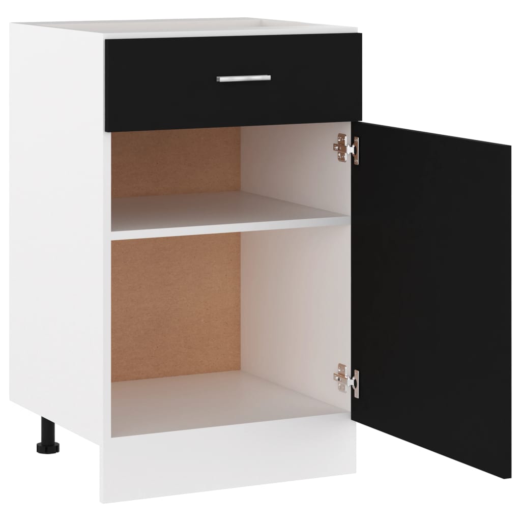 Drawer Bottom Cabinet | Black | Engineered wood | 50 x 46 x 81.5 cm