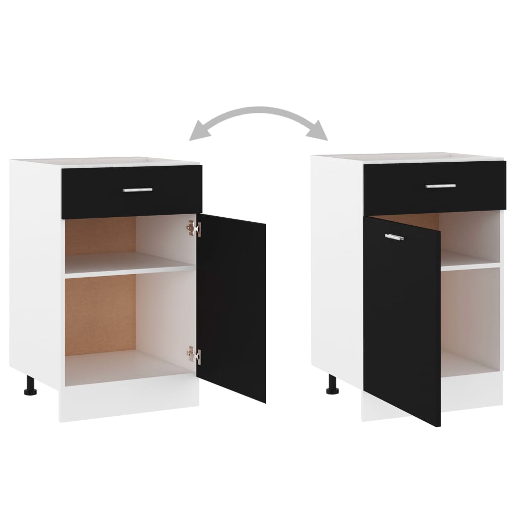Drawer Bottom Cabinet | Black | Engineered wood | 50 x 46 x 81.5 cm