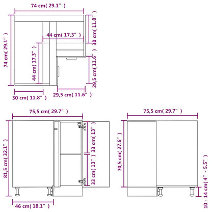 Corner Bottom Cabinet "Lyon" Sonoma Oak 75.5x75.5x81.5 cm
