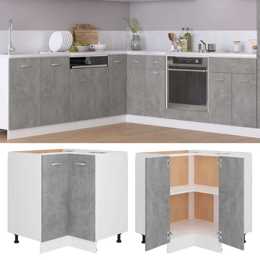Corner Bottom Cabinet "Lyon" Concrete Grey 75.5x75.5x81.5 cm