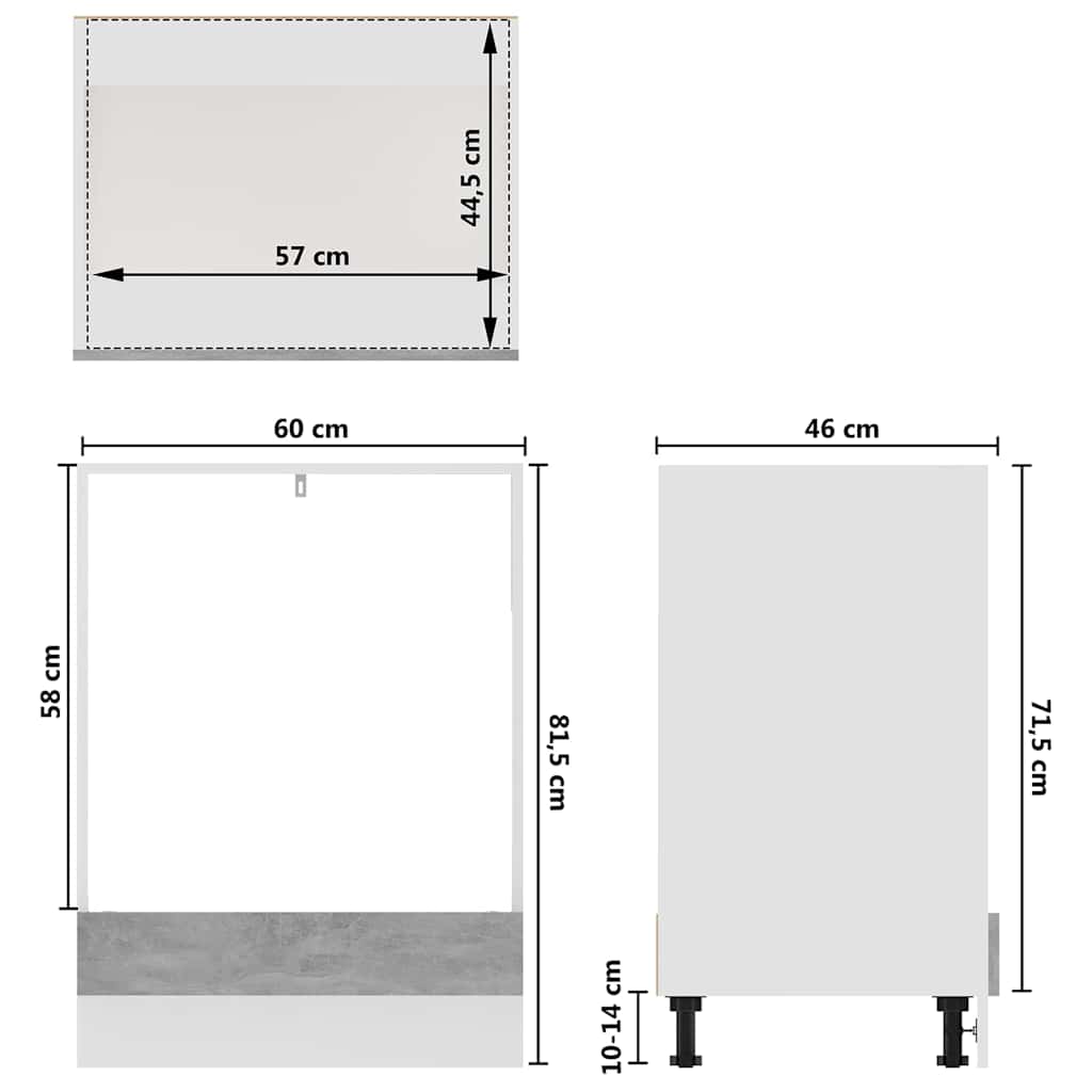 802501 vidaXL Oven Cabinet "Lyon" Concrete Grey 60x46x81,5 cm Engineered Wood