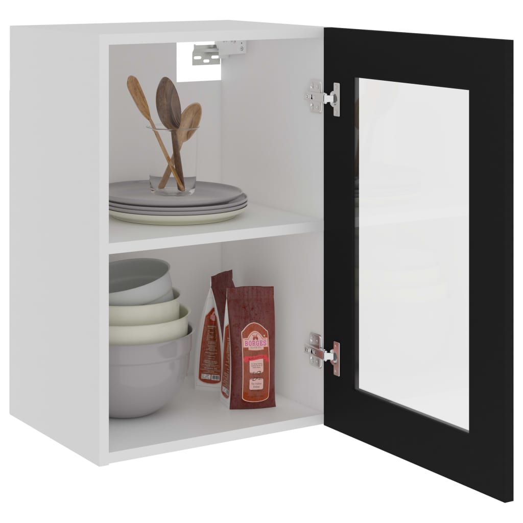 Hanging Glass Cabinet Lyon Black 40x31x60 cm Engineered Wood