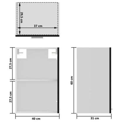 Hanging Glass Cabinet Lyon Black 40x31x60 cm Engineered Wood