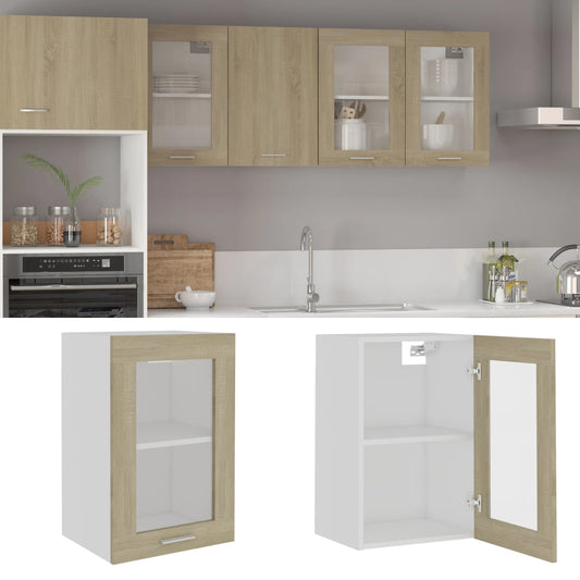 Hanging Glass Cabinet | Sonoma oak | Engineered wood, glass | 40x31x60 cm