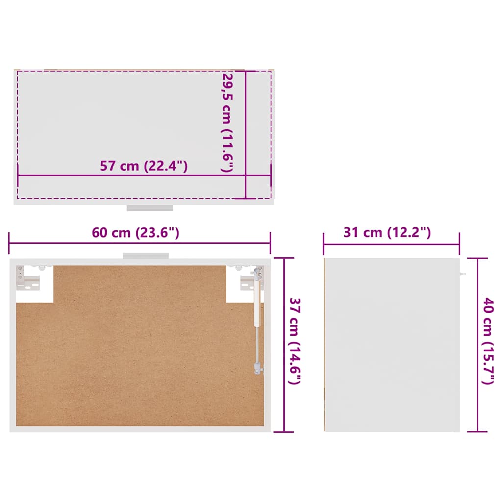 Hanging Cabinet Lyon White 60x31x40 cm Engineered Wood