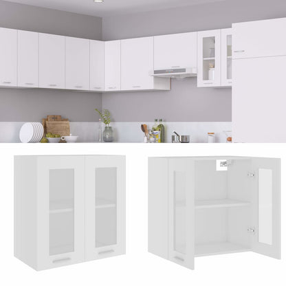 802521 vidaXL Hanging Glass Cabinet "Lyon" White 60x31x60 cm Engineered Wood