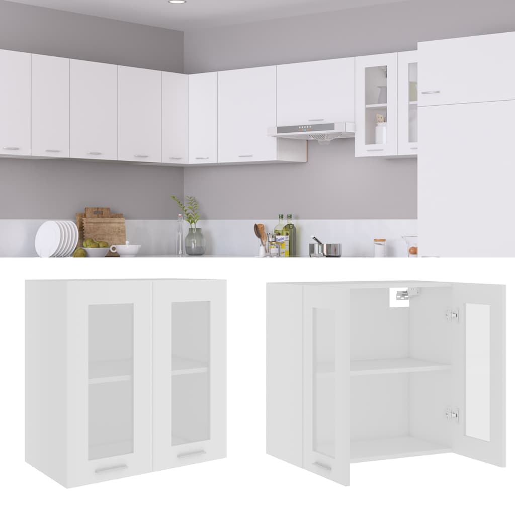 Hanging Glass Cabinet Lyon White 60x31x60 cm Engineered Wood