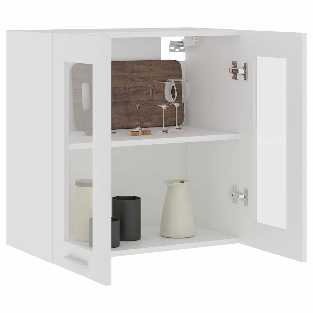802521 vidaXL Hanging Glass Cabinet "Lyon" White 60x31x60 cm Engineered Wood