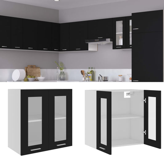 Hanging Glass Cabinet Lyon Black  60x31x60 cm Engineered Wood