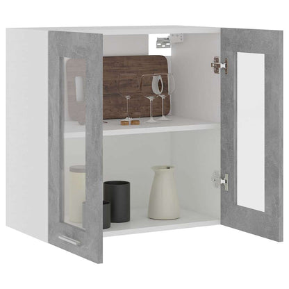 Hanging Glass Cabinet "Lyon" Concrete Grey 60x31x60 cm