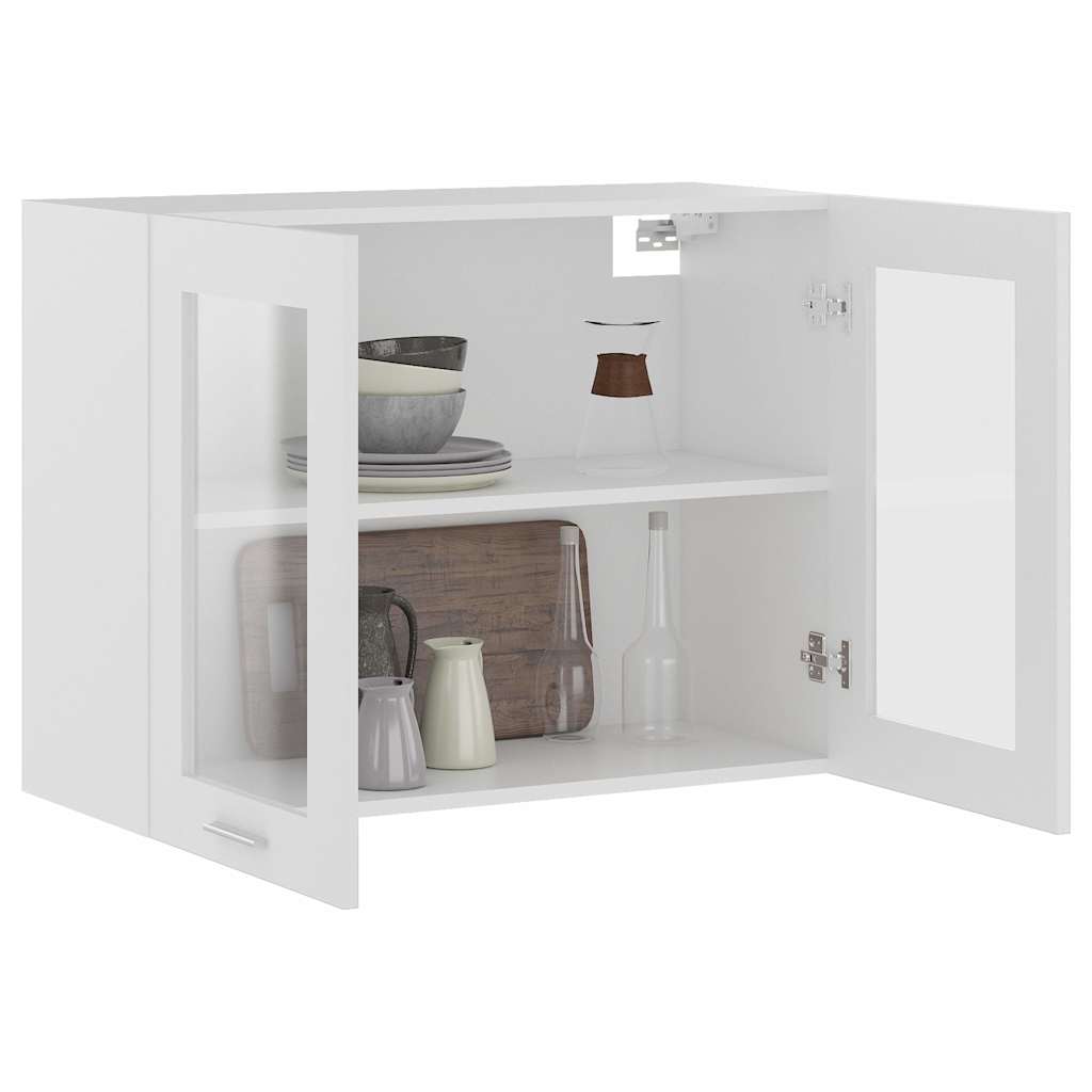 802529 vidaXL Hanging Glass Cabinet "Lyon" White 80x31x60 cm Engineered Wood