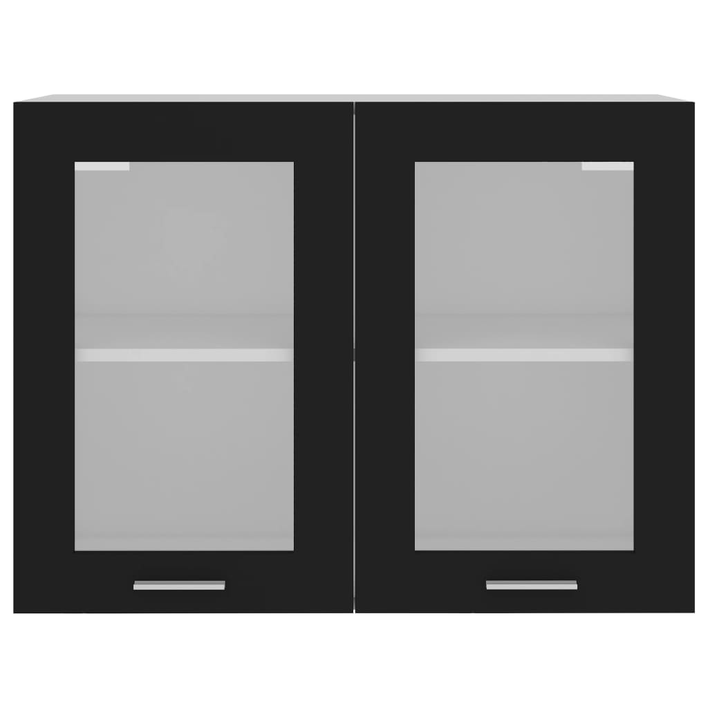 Hanging Glass Cabinet Lyon Black 80x31x60 cm Engineered Wood