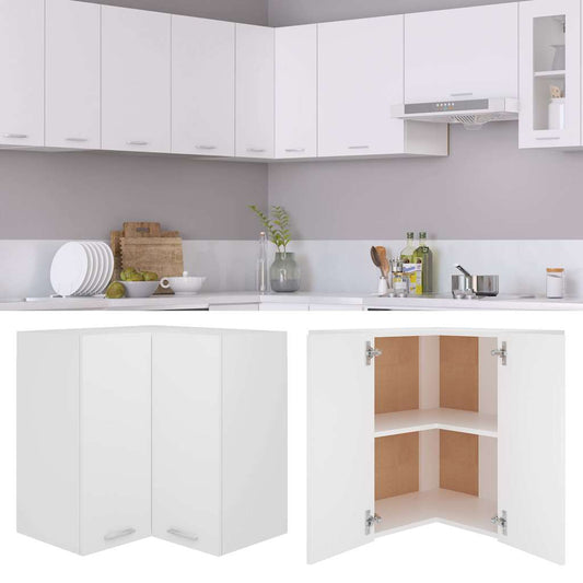 802537 vidaXL Hanging Corner Cabinet "Lyon" White 57x57x60 cm Engineered Wood