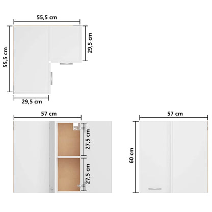802537 vidaXL Hanging Corner Cabinet "Lyon" White 57x57x60 cm Engineered Wood