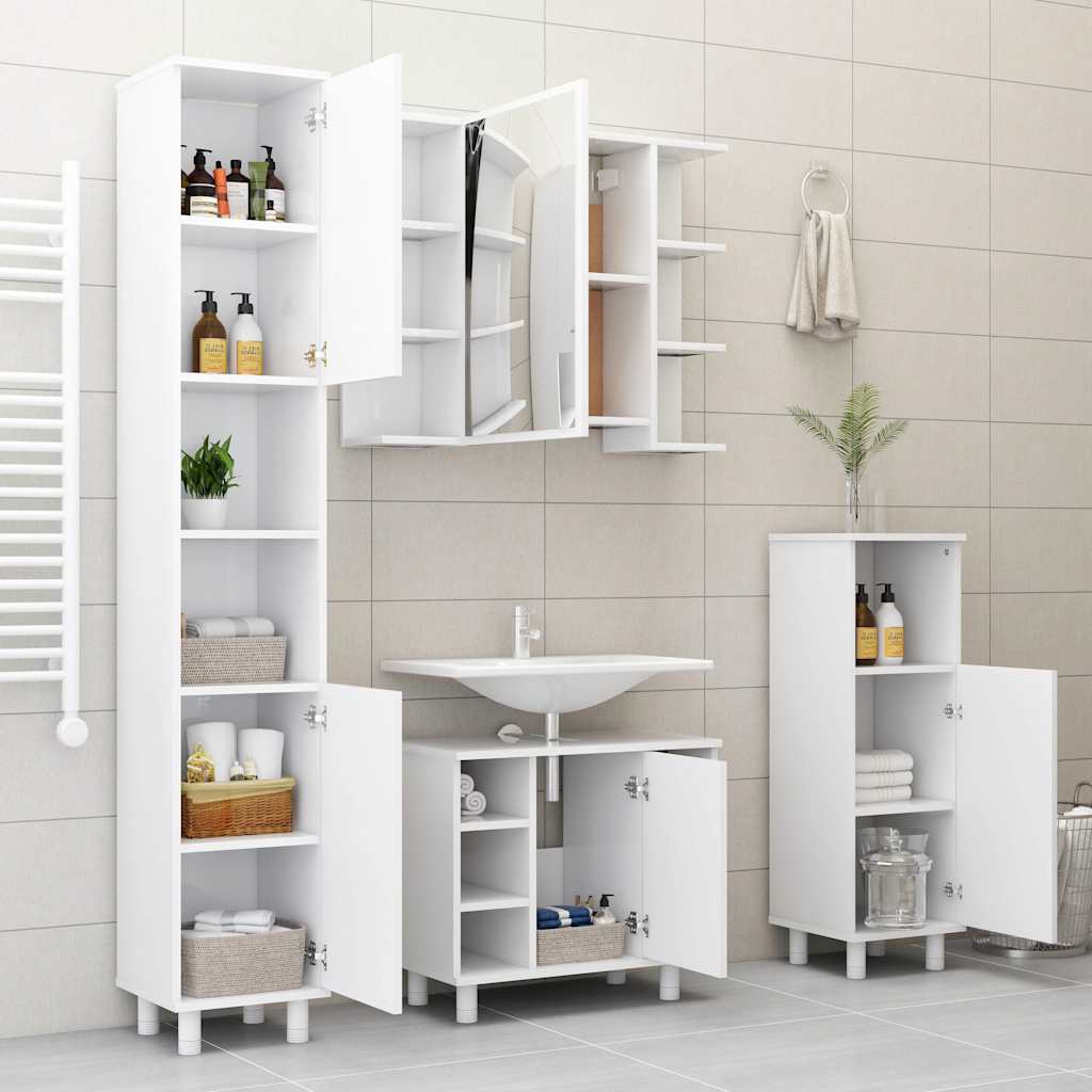 802624 vidaXL Bathroom Cabinet White 30x30x179 cm Engineered Wood