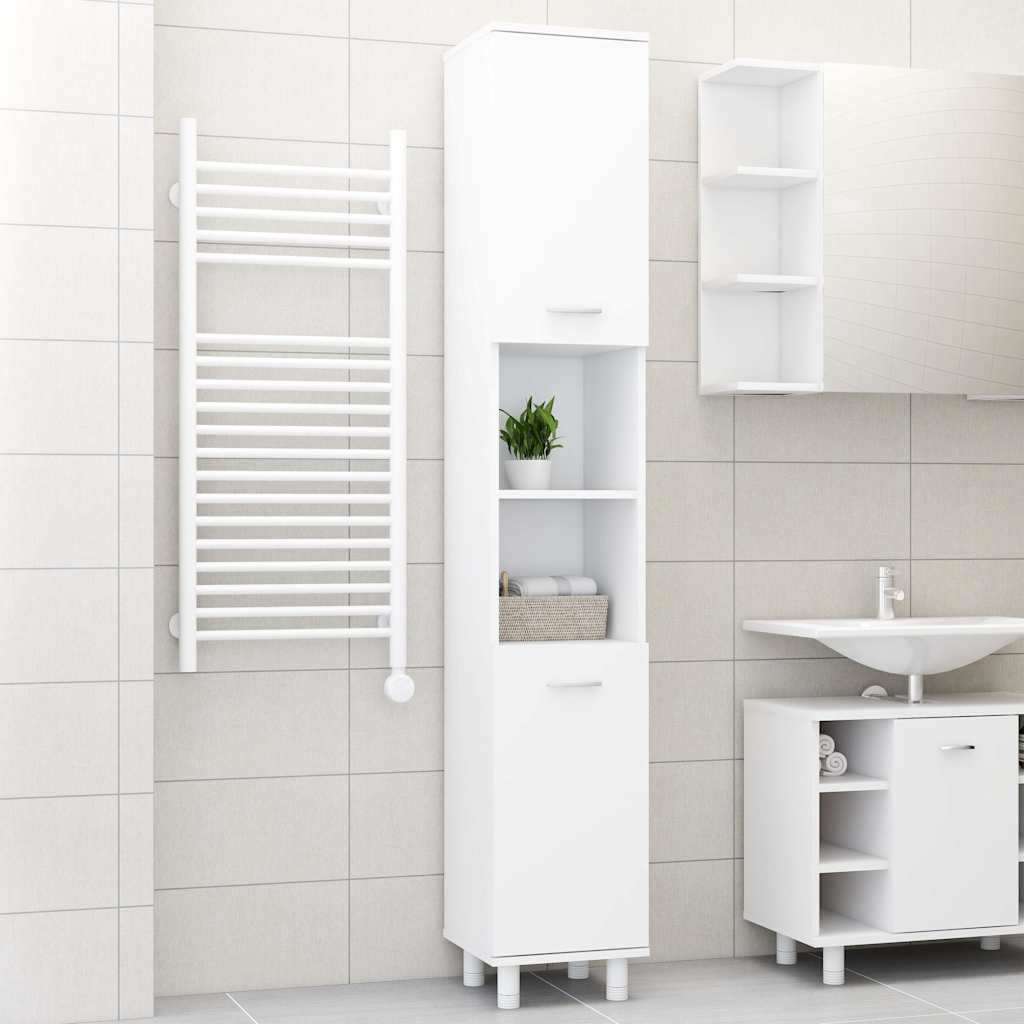 802624 vidaXL Bathroom Cabinet White 30x30x179 cm Engineered Wood