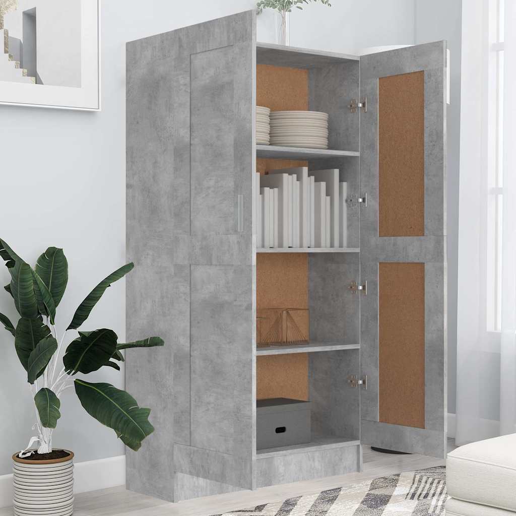 802727 vidaXL Book Cabinet Concrete Grey 82,5x30,5x150 cm Engineered Wood
