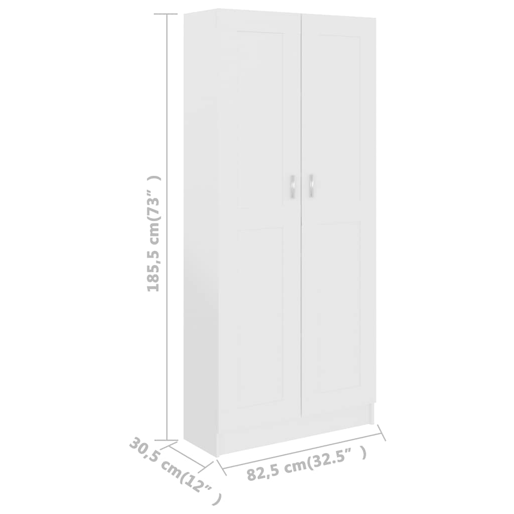 Book Cabinet White 82.5x30.5x185.5 cm Engineered Wood