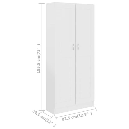 Book Cabinet White 82.5x30.5x185.5 cm Engineered Wood
