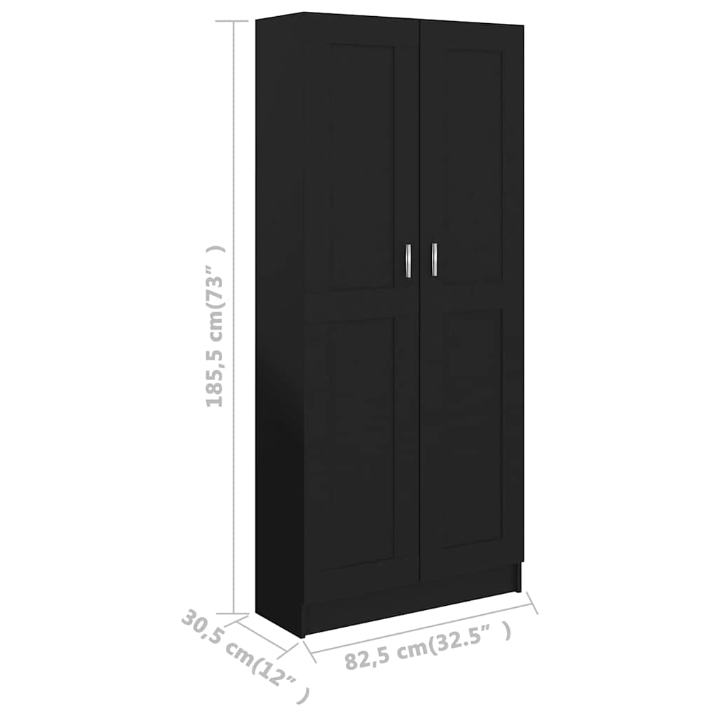 Book Cabinet Black 82,5x30,5x185,5 cm Engineered Wood