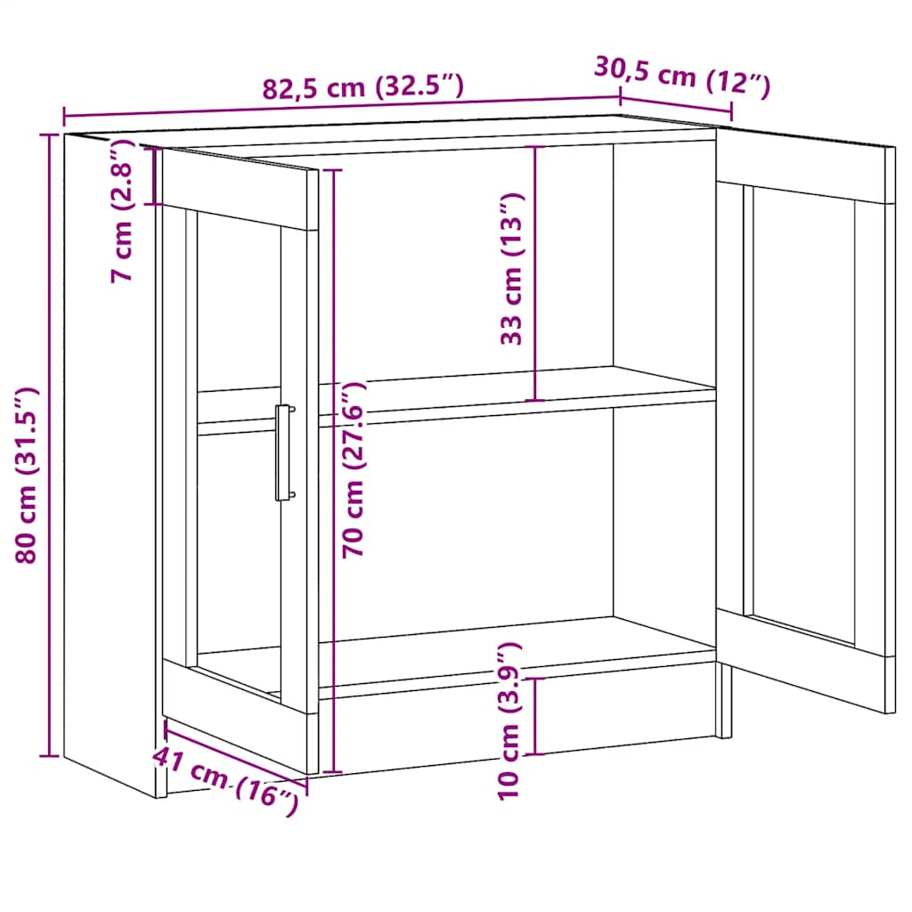 Vitrine Cabinet Black 82.5x30.5x80 cm Engineered Wood