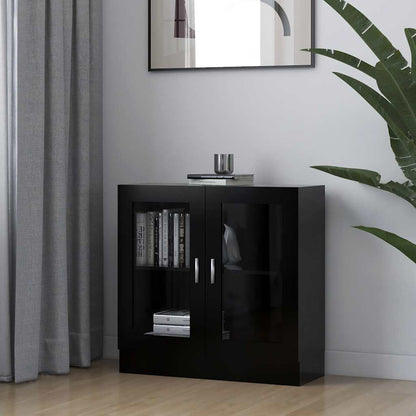 Vitrine Cabinet Black 82.5x30.5x80 cm Engineered Wood