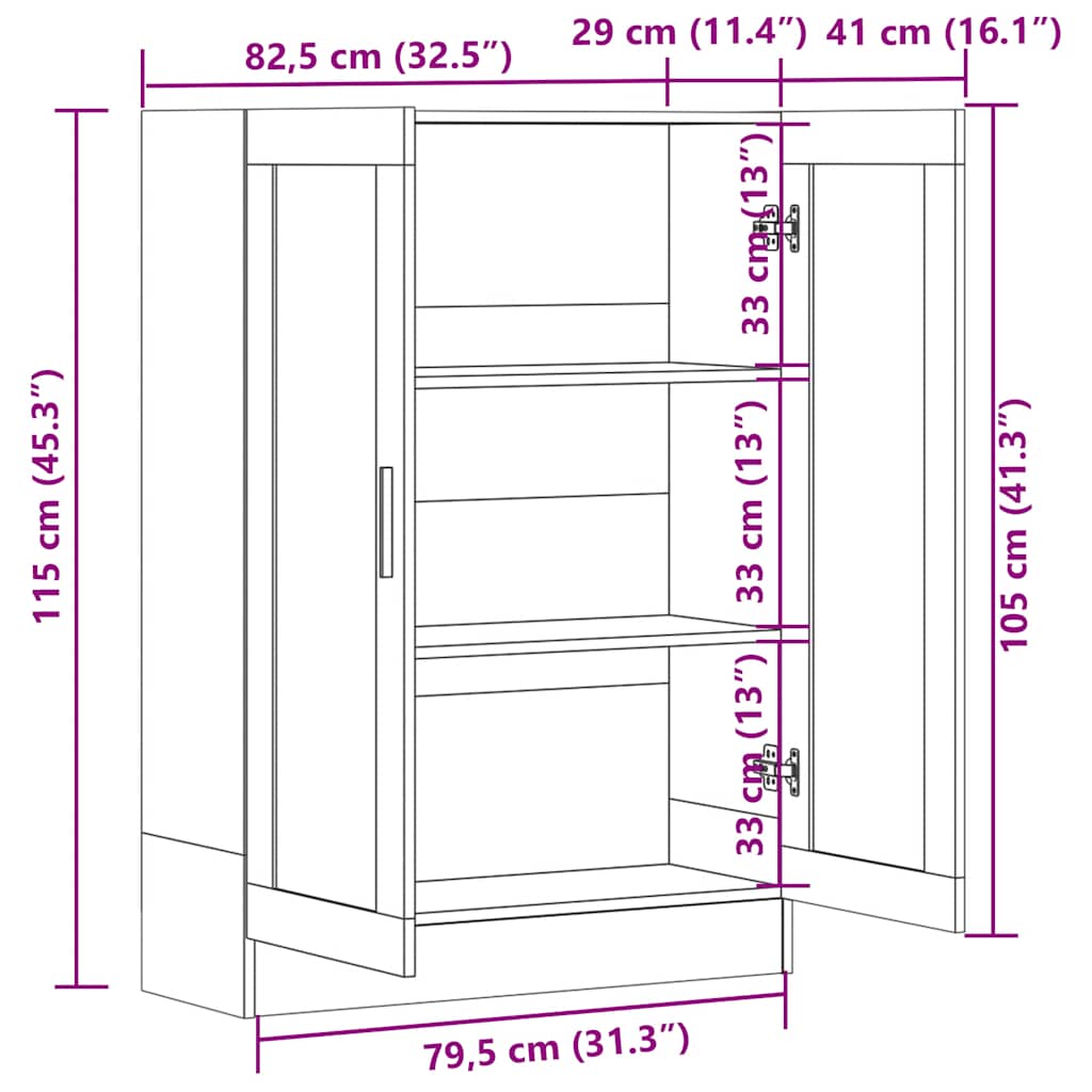 Vitrine Cabinet Sonoma Oak 82.5x30.5x115 cm Engineered Wood