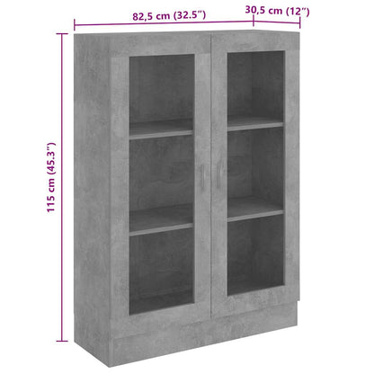 Vitrine Cabinet Concrete Grey 82.5x30.5x115 cm Engineered Wood