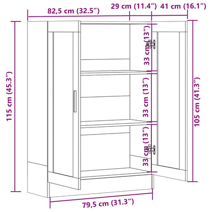 Vitrine Cabinet Concrete Grey 82.5x30.5x115 cm Engineered Wood