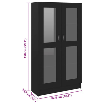 Vitrine Cabinet Black 82.5x30.5x150 cm Engineered Wood