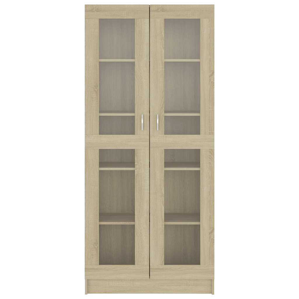802771 vidaXL Vitrine Cabinet Sonoma Oak 82,5x30,5x185 cm Engineered Wood