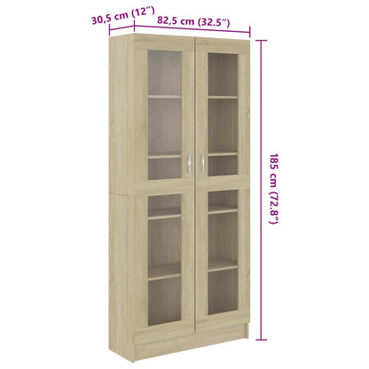 Vitrine Cabinet Sonoma Oak 82.5x30.5x185 cm Engineered Wood