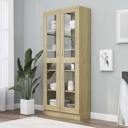 802771 vidaXL Vitrine Cabinet Sonoma Oak 82,5x30,5x185 cm Engineered Wood