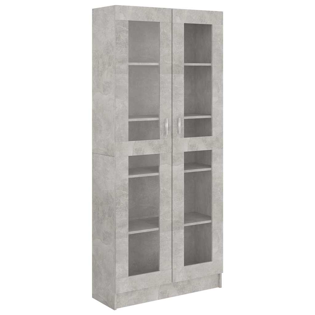 802772 vidaXL Vitrine Cabinet Concrete Grey 82,5x30,5x185 cm Engineered Wood