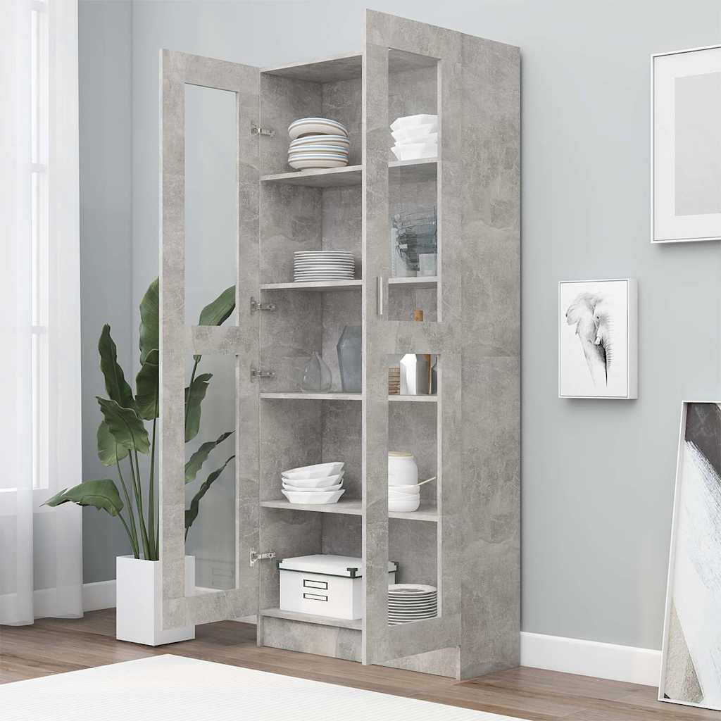 Vitrine Cabinet Concrete Grey 82.5x30.5x185 cm Engineered Wood