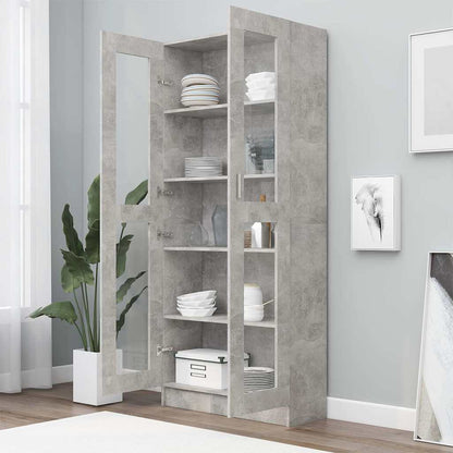 802772 vidaXL Vitrine Cabinet Concrete Grey 82,5x30,5x185 cm Engineered Wood