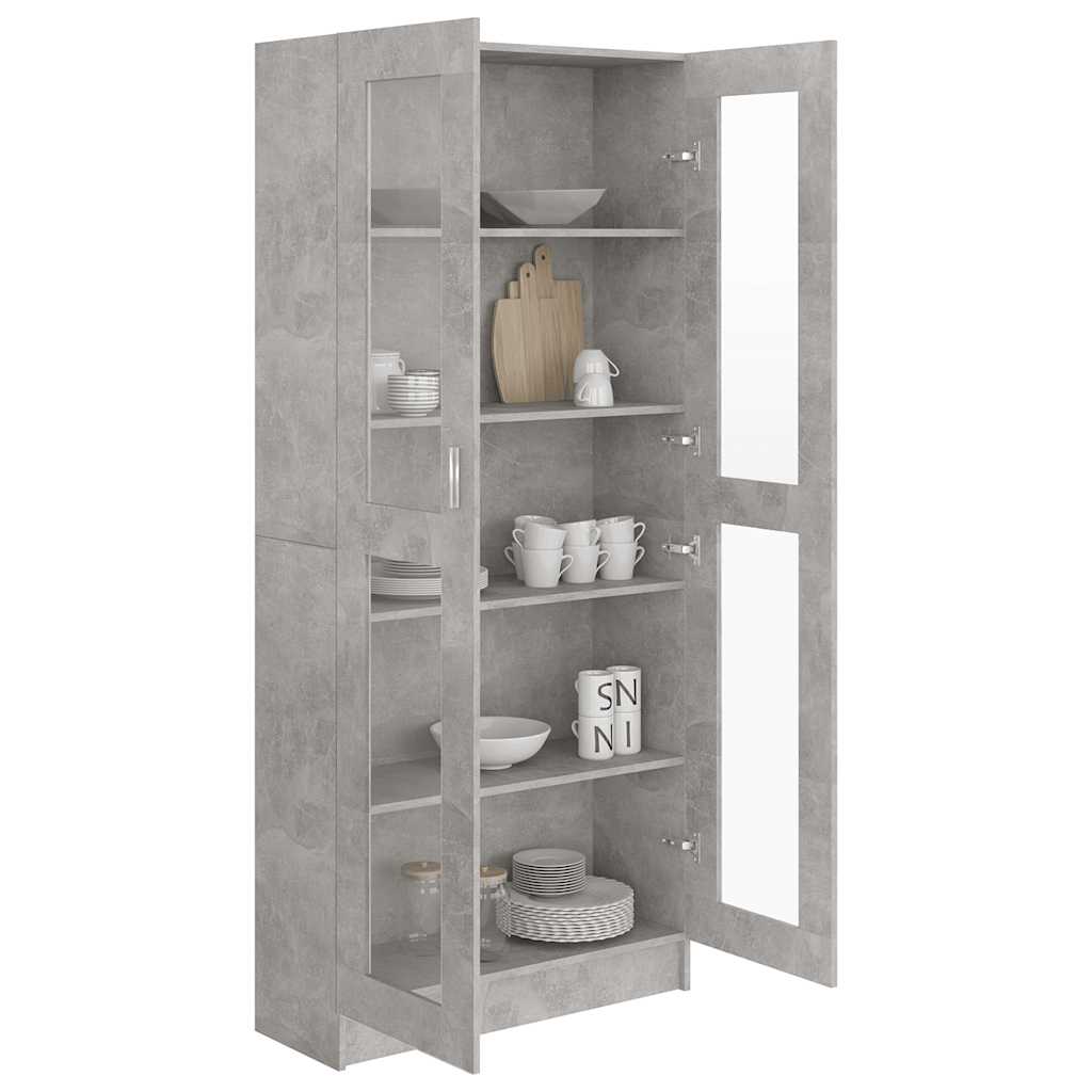 Vitrine Cabinet Concrete Grey 82.5x30.5x185 cm Engineered Wood
