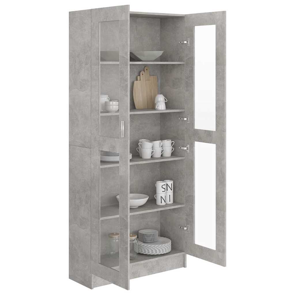 802772 vidaXL Vitrine Cabinet Concrete Grey 82,5x30,5x185 cm Engineered Wood