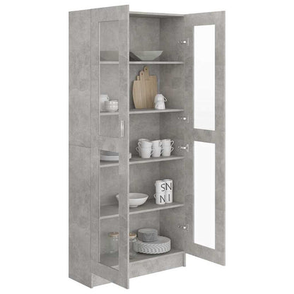 802772 vidaXL Vitrine Cabinet Concrete Grey 82,5x30,5x185 cm Engineered Wood