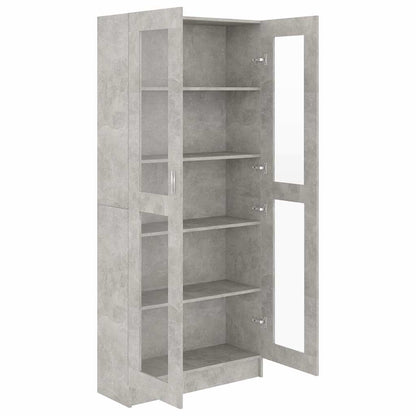 802772 vidaXL Vitrine Cabinet Concrete Grey 82,5x30,5x185 cm Engineered Wood