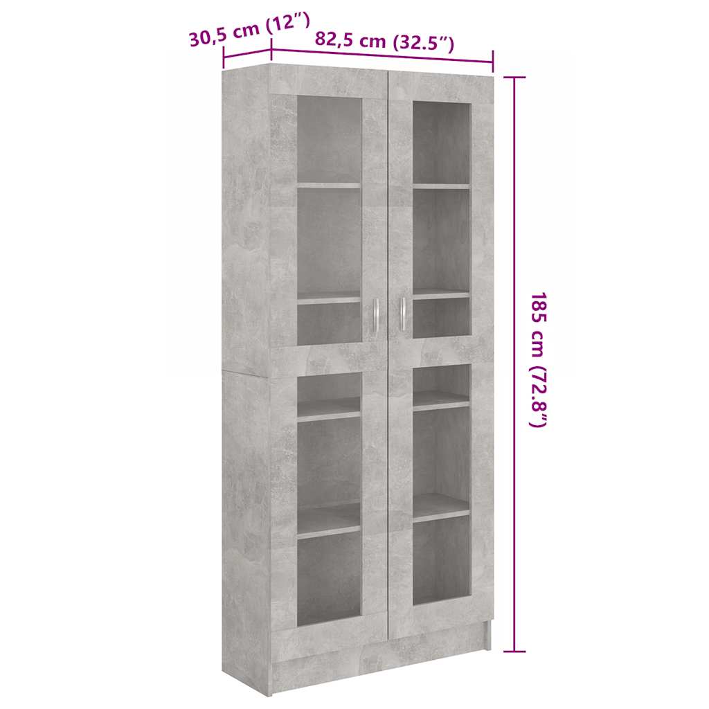 Vitrine Cabinet Concrete Grey 82.5x30.5x185 cm Engineered Wood